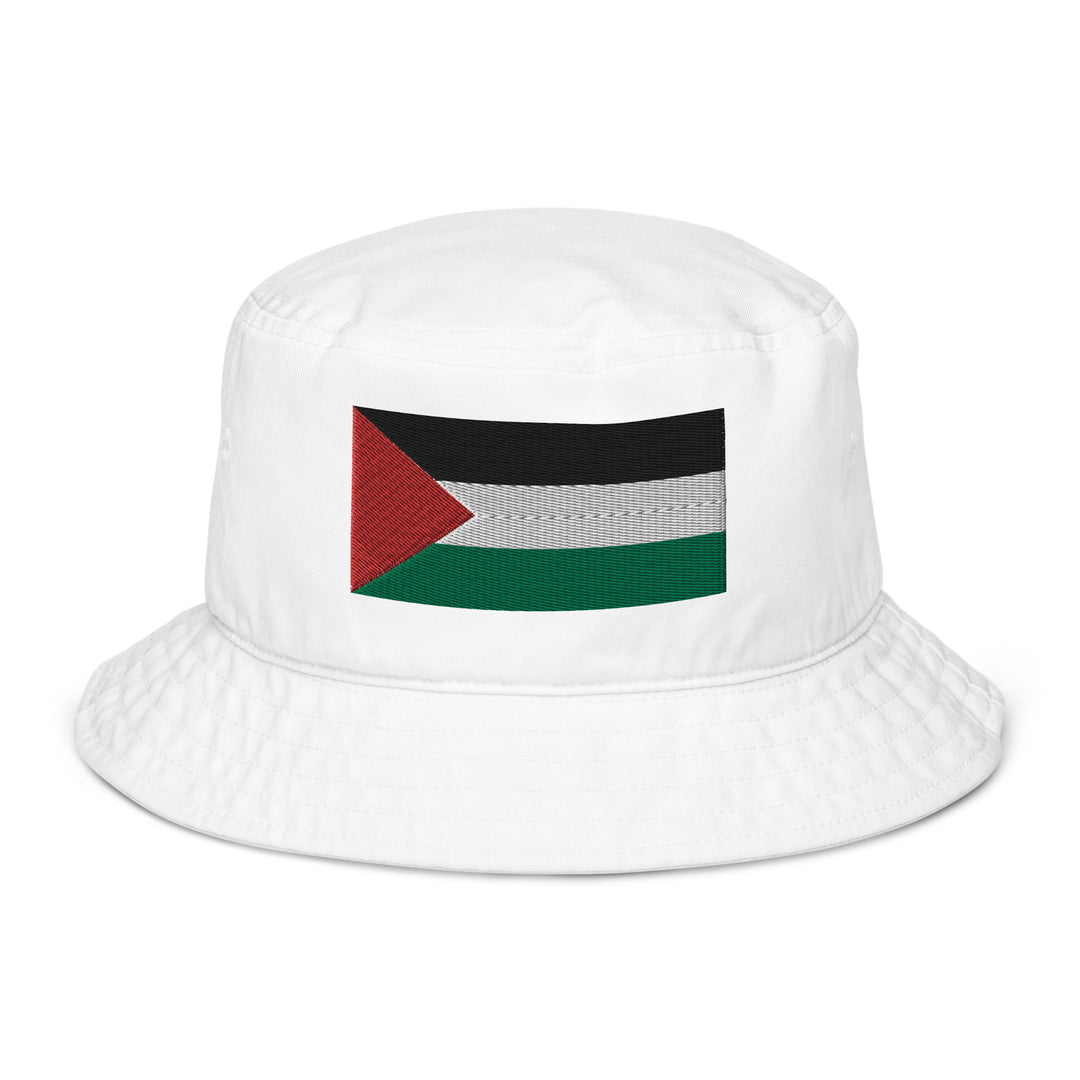 Organic bucket hat - Palestine Flag, Bio White