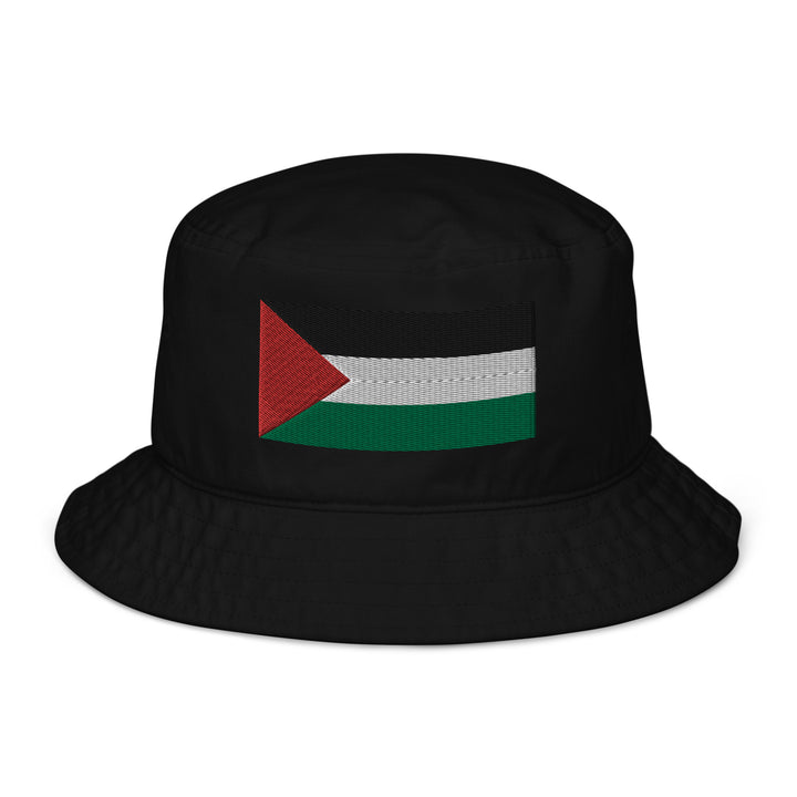 Organic bucket hat - Palestine Flag, Black