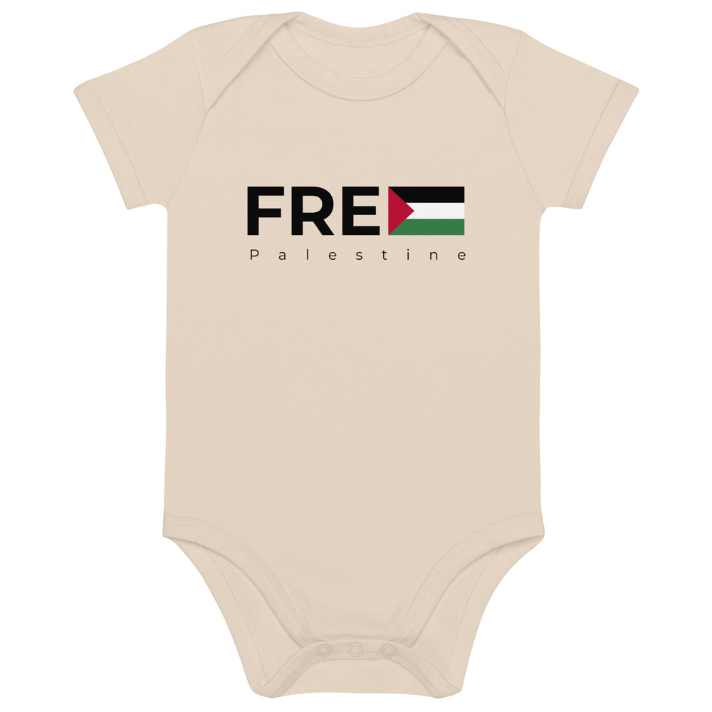 Organic cotton baby bodysuit - Free Palestine, Cotton Baby Bodysuit Organic Natural