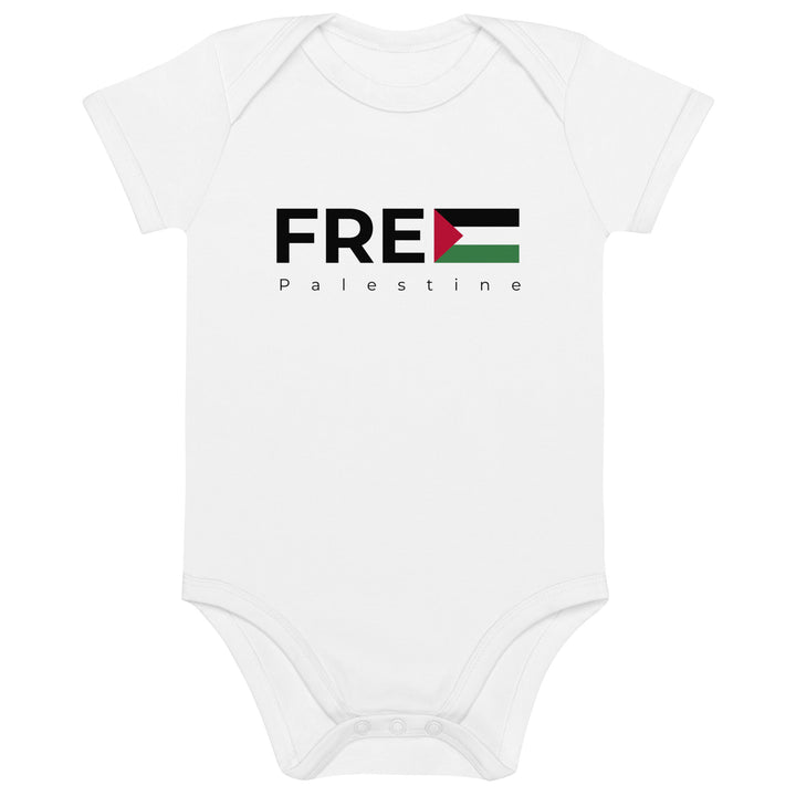 Organic cotton baby bodysuit - Free Palestine, Cotton Baby Bodysuit White