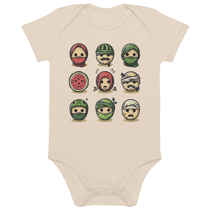Organic cotton baby bodysuit - Palestine Emoji, Cotton Baby Bodysuit Organic Natural