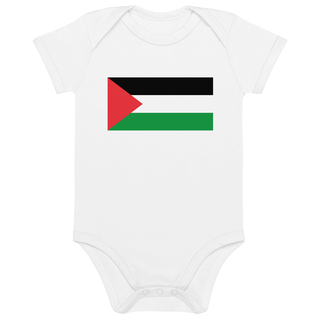 Organic cotton baby bodysuit - Palestine Flag, Cotton Baby Bodysuit White