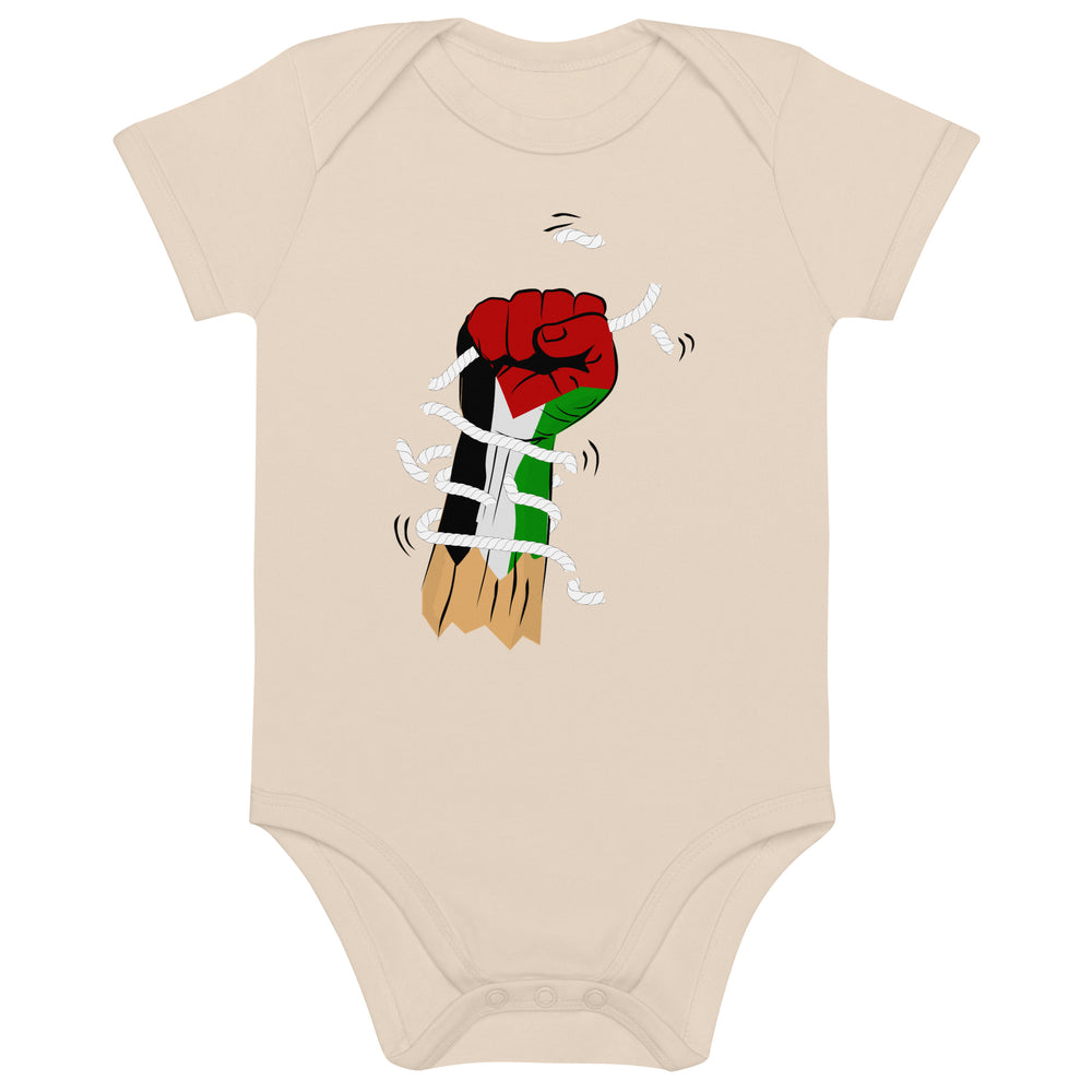 Organic cotton baby bodysuit - Palestine Hand, Cotton Baby Bodysuit Organic Natural