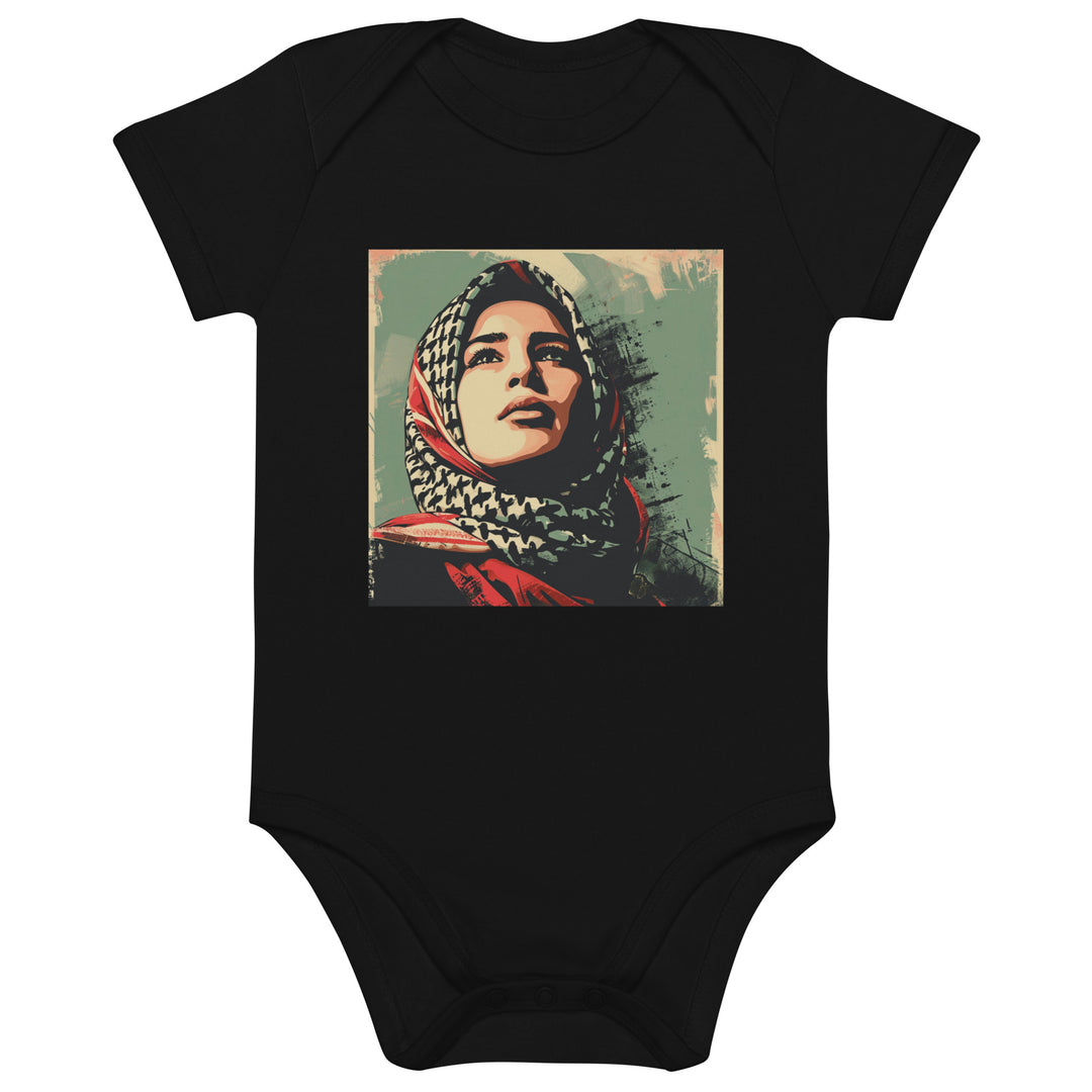 Organic cotton baby bodysuit - Palestine Hope, Cotton Baby Bodysuit Black