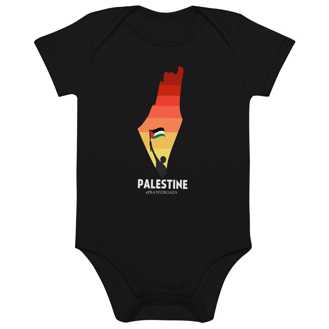 Organic cotton baby bodysuit - Palestine Map, Cotton Baby Bodysuit Black