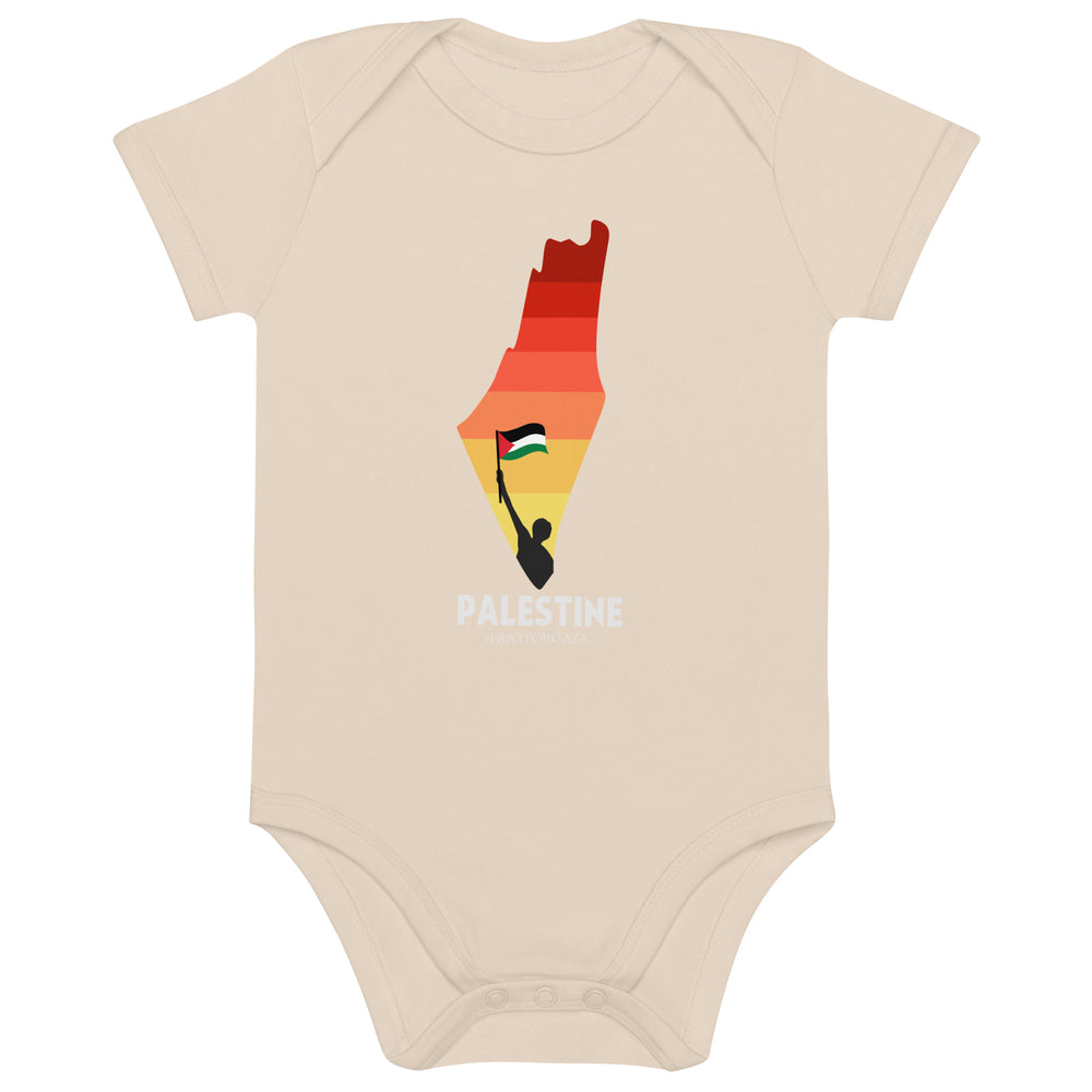 Organic cotton baby bodysuit - Palestine Map, Cotton Baby Bodysuit Organic Natural