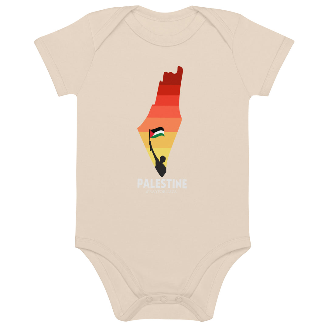 Organic cotton baby bodysuit - Palestine Map, Cotton Baby Bodysuit Organic Natural