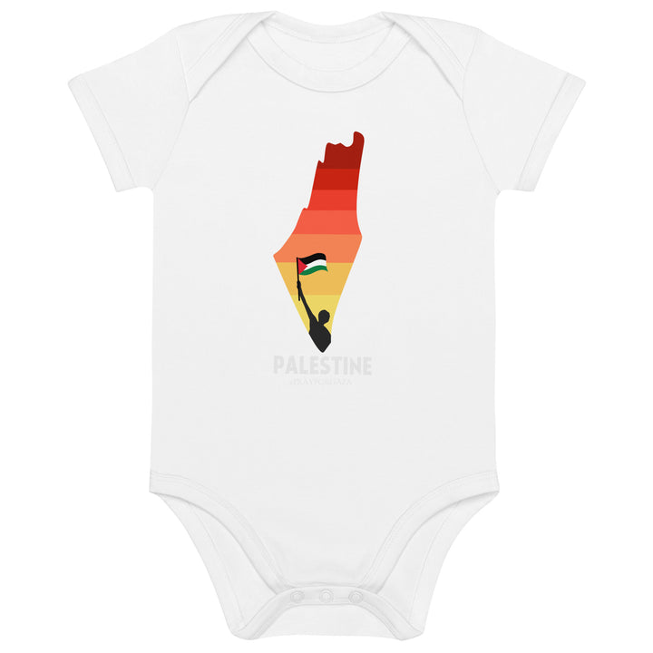 Organic cotton baby bodysuit - Palestine Map, Cotton Baby Bodysuit White