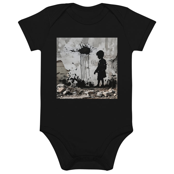 Organic cotton baby bodysuit - Palestine Wall, Cotton Baby Bodysuit Black