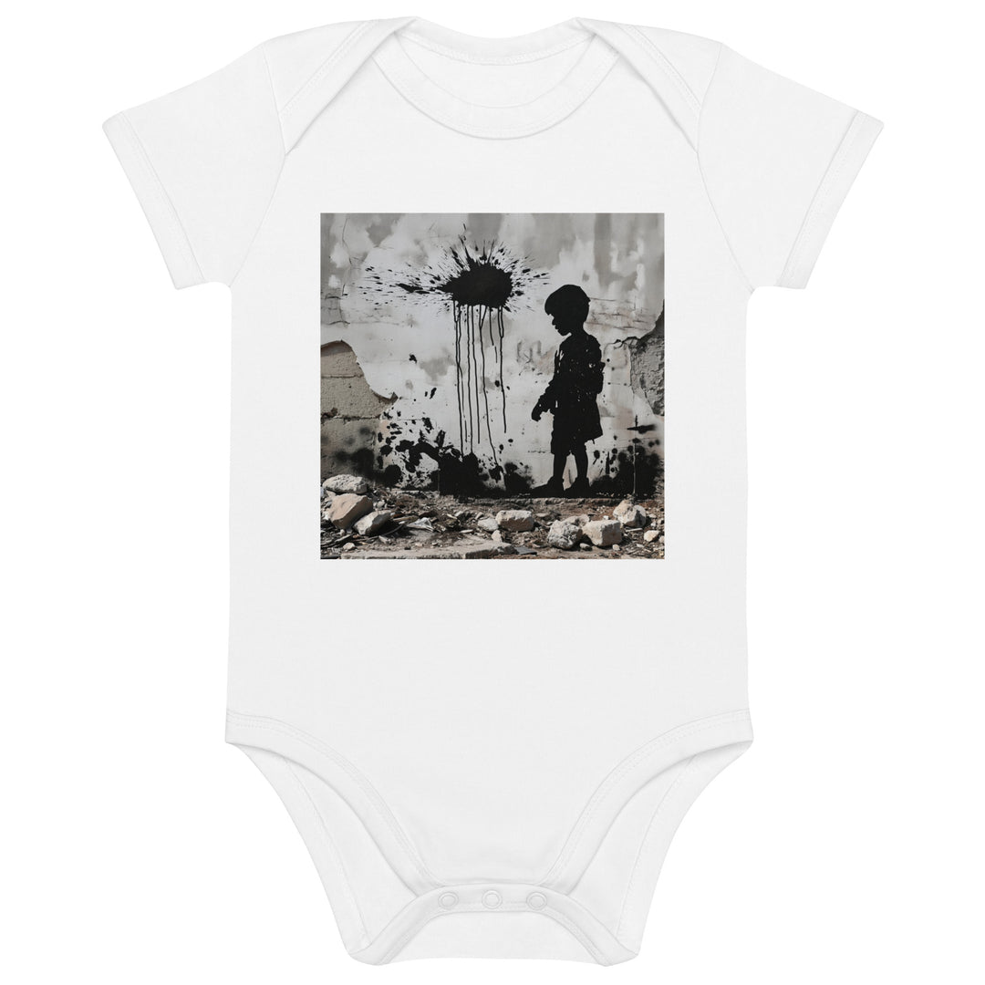 Organic cotton baby bodysuit - Palestine Wall, Cotton Baby Bodysuit White