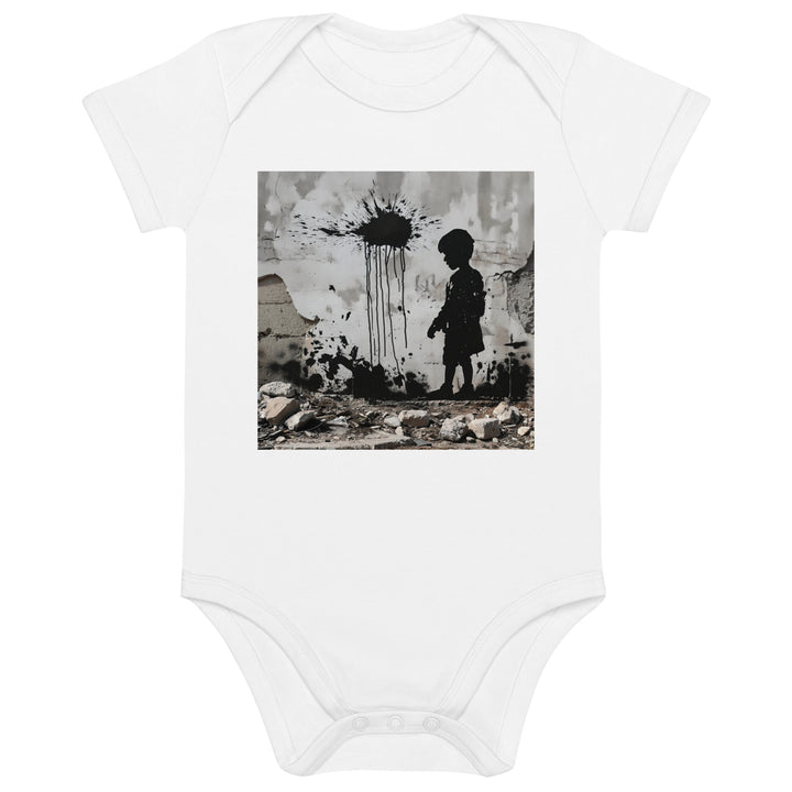 Organic cotton baby bodysuit - Palestine Wall, Cotton Baby Bodysuit White