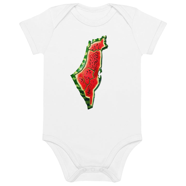 Organic cotton baby bodysuit - Palestine Watermelon, Cotton Baby Bodysuit White