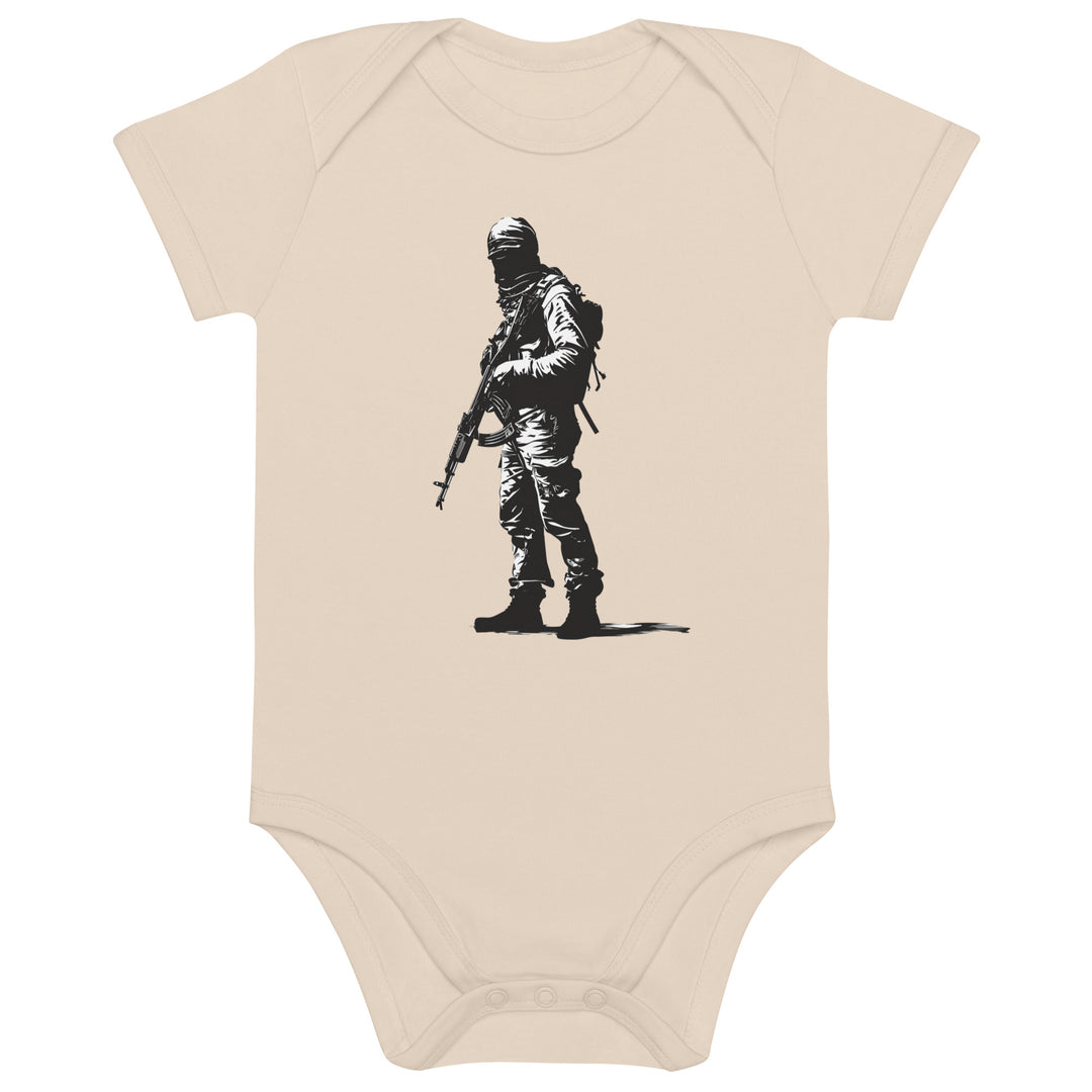 Organic cotton baby bodysuit - The Fighter, Cotton Baby Bodysuit Organic Natural