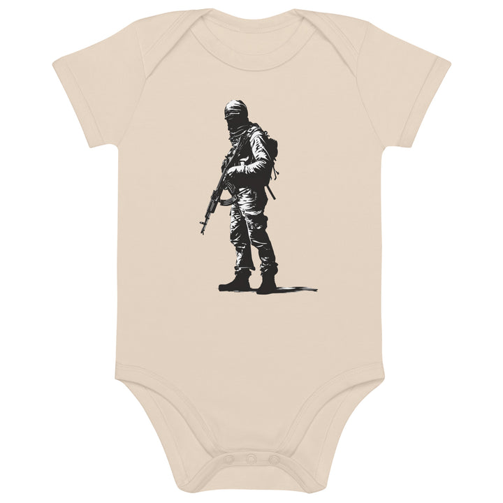 Organic cotton baby bodysuit - The Fighter, Cotton Baby Bodysuit Organic Natural