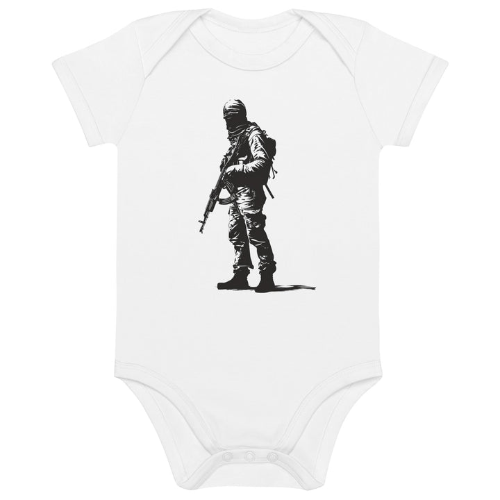 Organic cotton baby bodysuit - The Fighter, Cotton Baby Bodysuit White