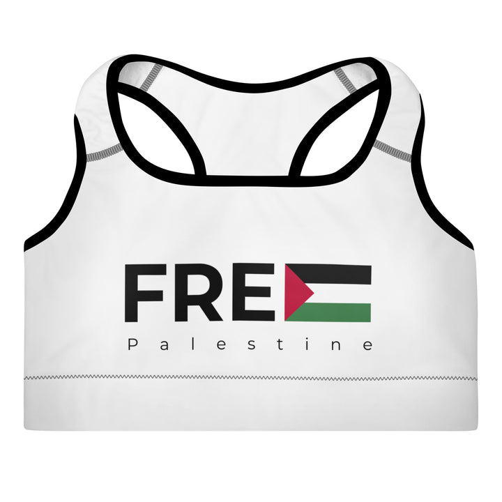 Padded Sports Bra - Free Palestine, Padded Sports Bra Black