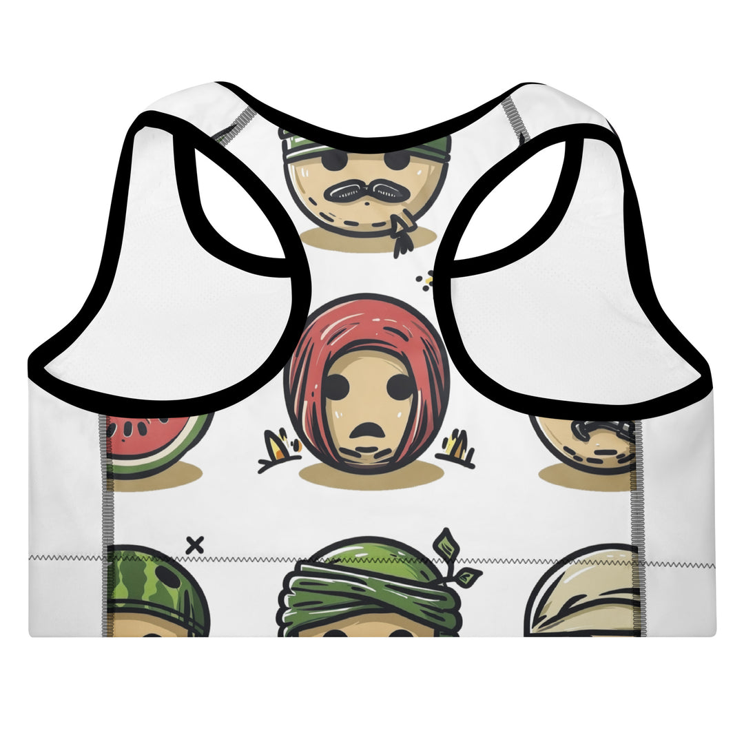 Padded Sports Bra - Palestine Emoji, Padded Sports Bra Black
