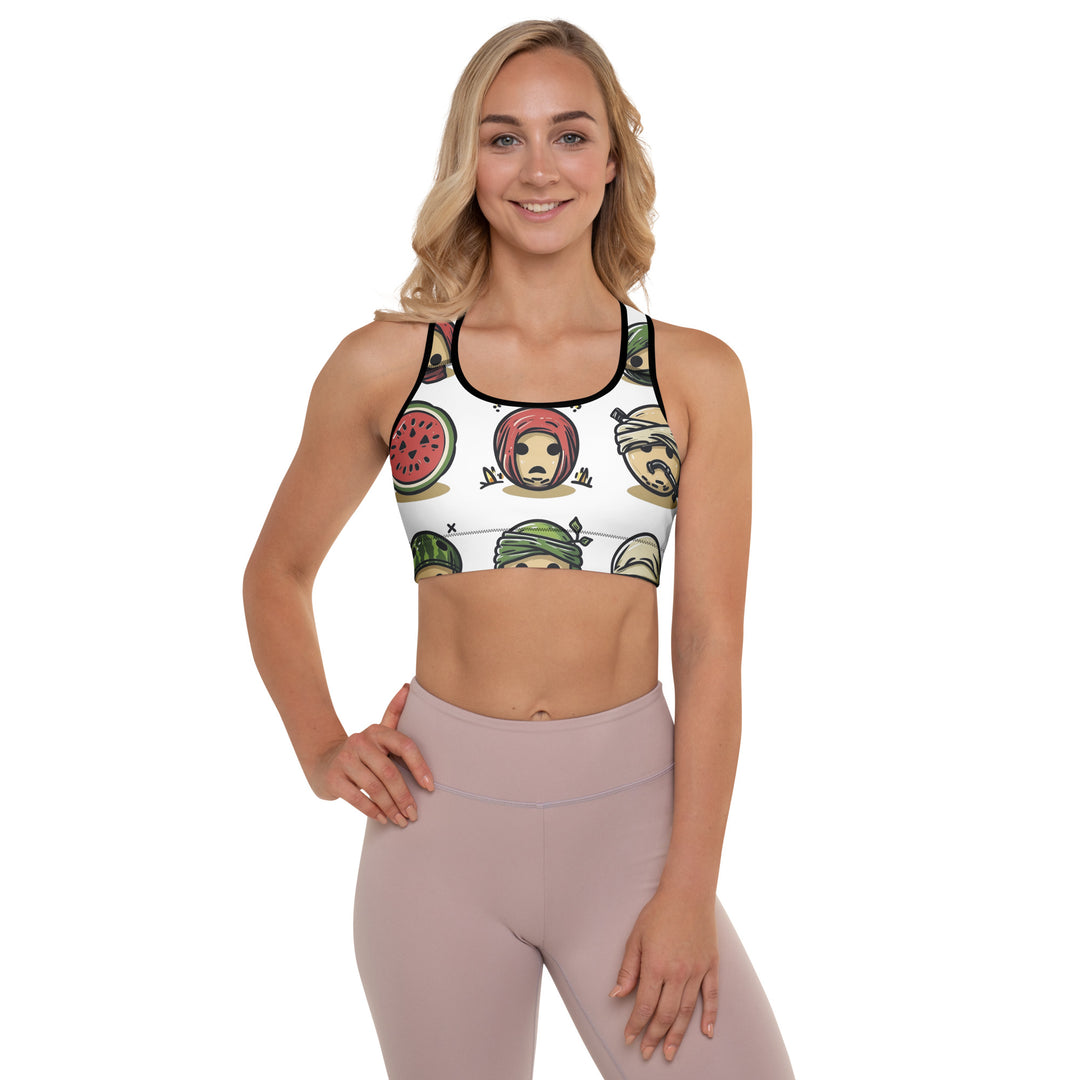 Padded Sports Bra - Palestine Emoji, Padded Sports Bra Black