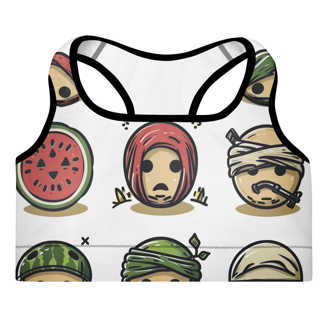 Padded Sports Bra - Palestine Emoji, Padded Sports Bra Black