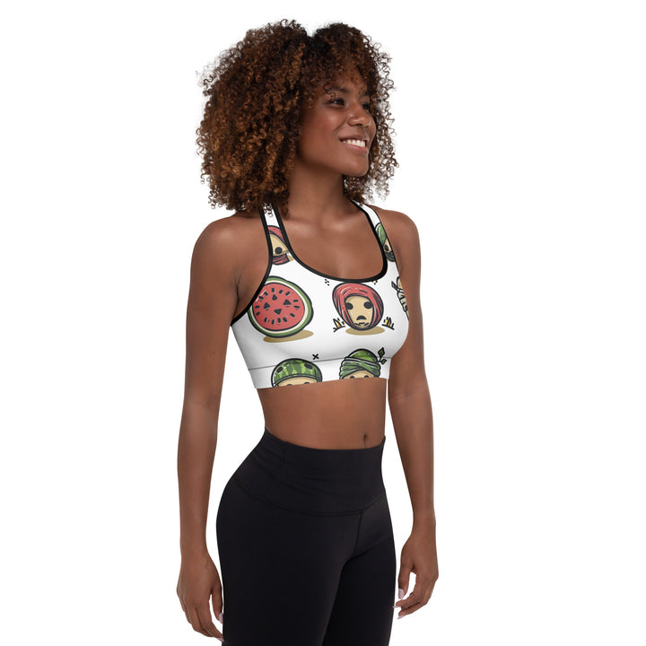 Padded Sports Bra - Palestine Emoji, Padded Sports Bra Black