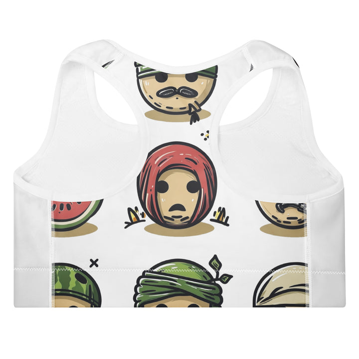 Padded Sports Bra - Palestine Emoji, Padded Sports Bra White