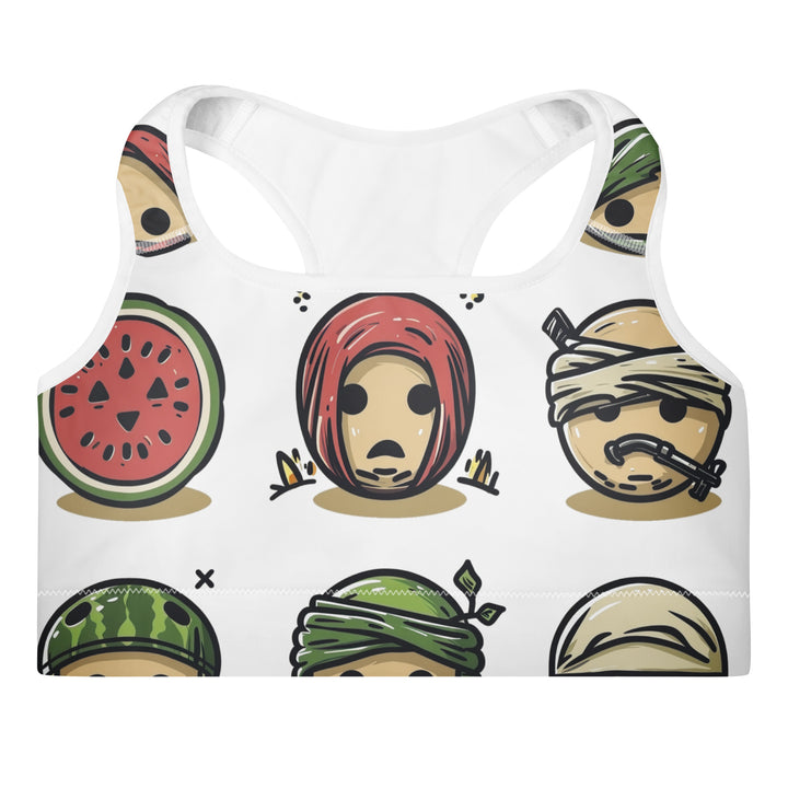 Padded Sports Bra - Palestine Emoji, Padded Sports Bra White