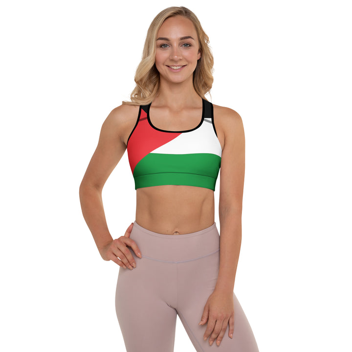 Padded Sports Bra - Palestine Flag, Padded Sports Bra Black