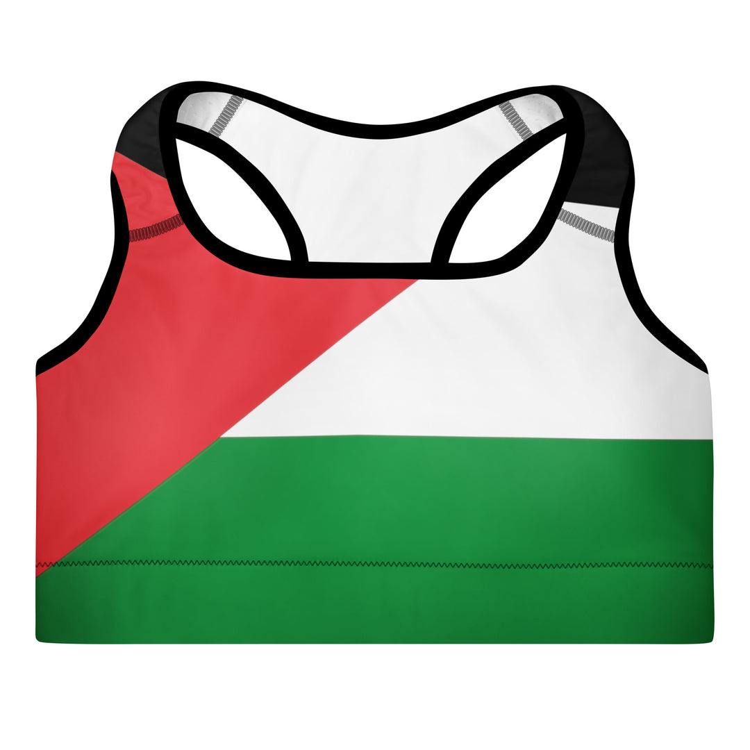 Padded Sports Bra - Palestine Flag, Padded Sports Bra Black