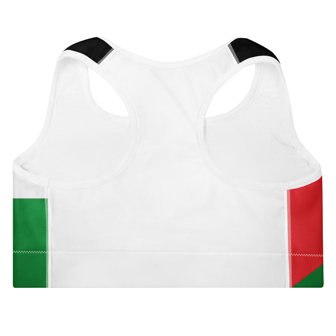 Padded Sports Bra - Palestine Flag, Padded Sports Bra White