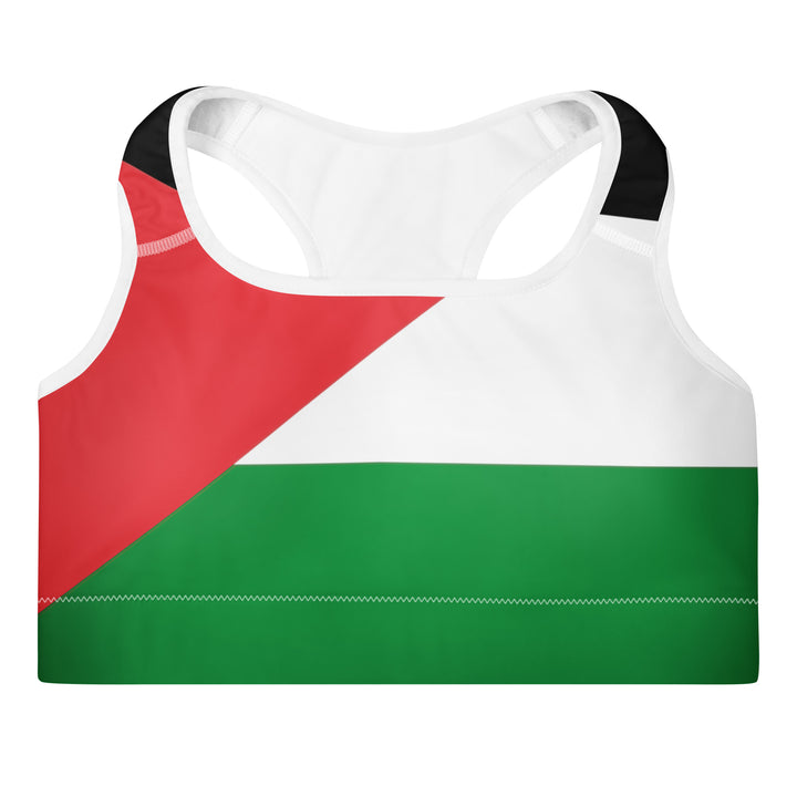 Padded Sports Bra - Palestine Flag, Padded Sports Bra White