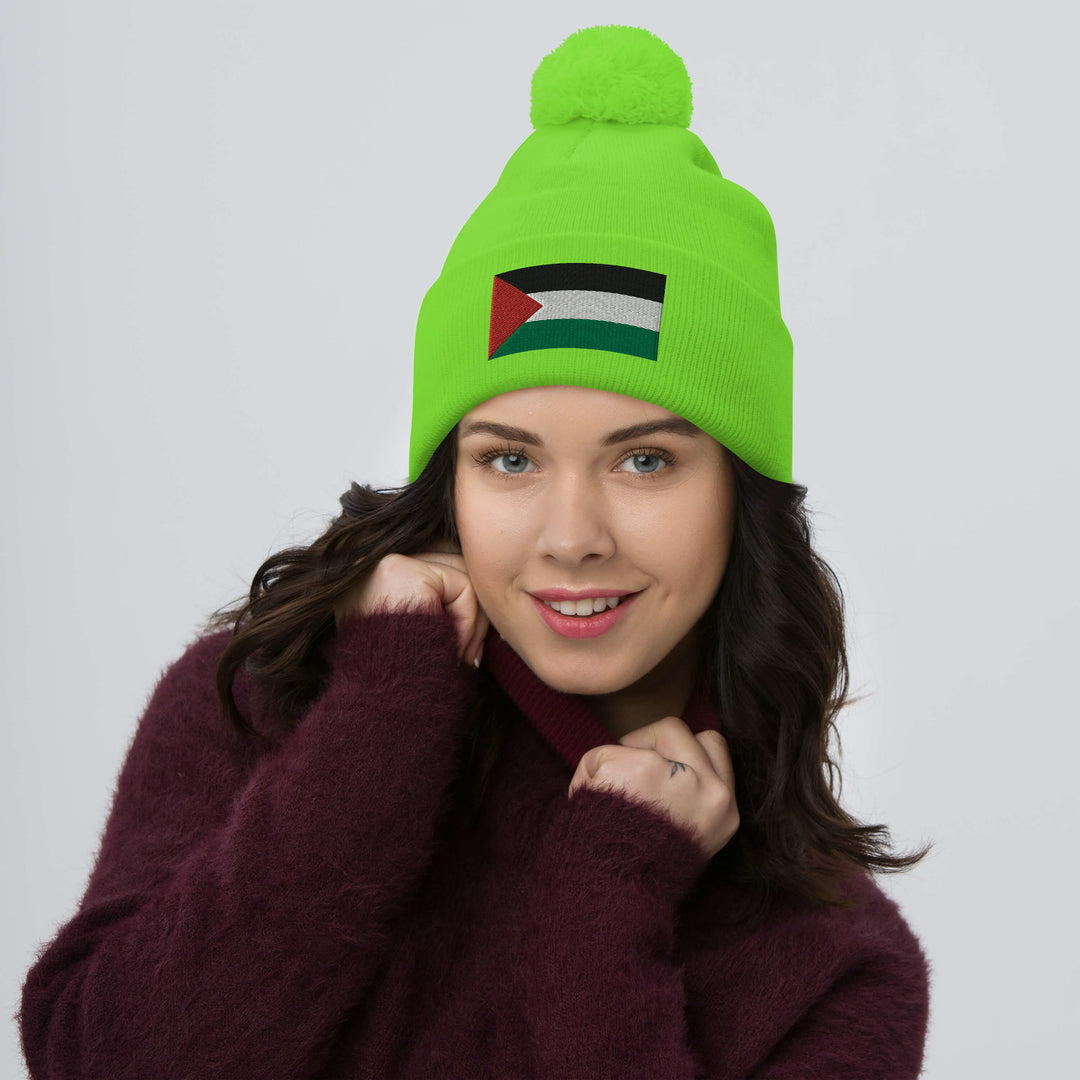 Pom-Pom Beanie | Palestine Flag