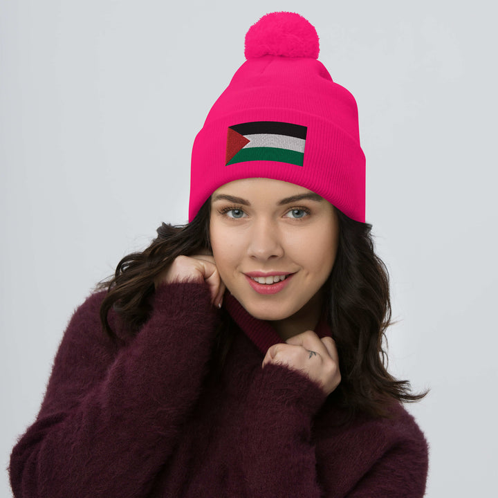 Pom-Pom Beanie | Palestine Flag