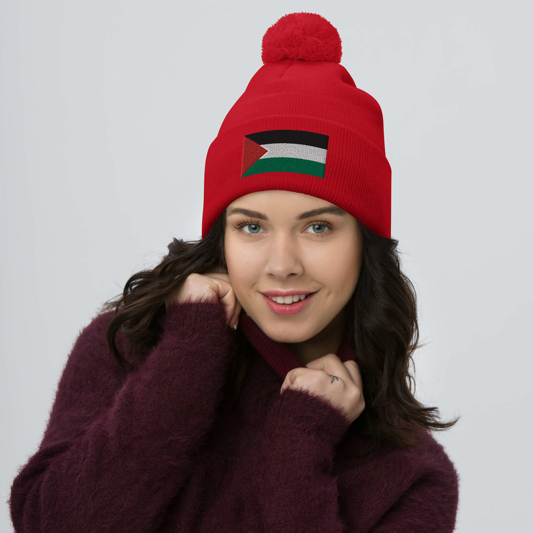 Pom-Pom Beanie | Palestine Flag