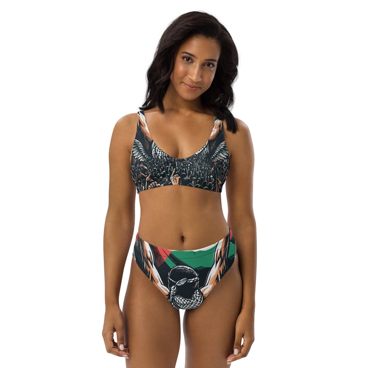 Recycled high-waisted bikini - Art by Moh, Recycled High Waisted Bikini White
