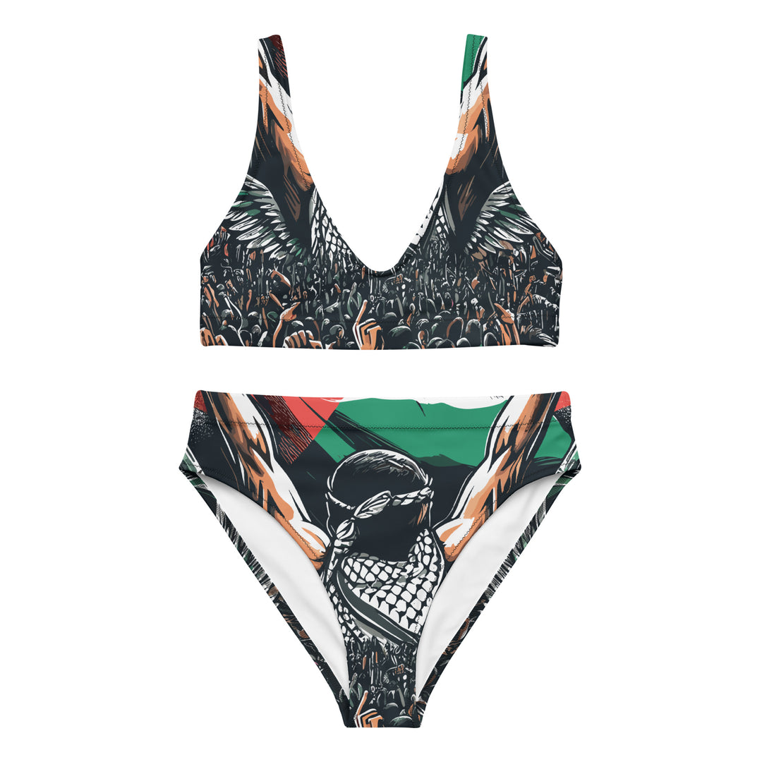 Recycled high-waisted bikini - Art by Moh, Recycled High Waisted Bikini White