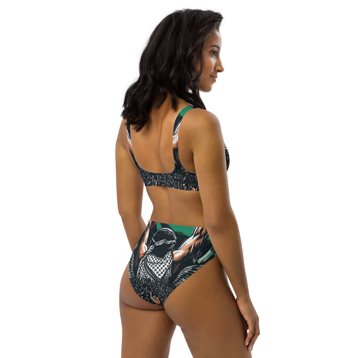Recycled high-waisted bikini - Art by Moh, Recycled High Waisted Bikini White Right