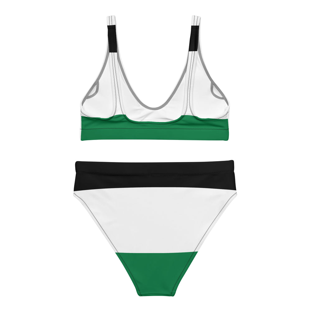 Recycled high-waisted bikini - Palestine Flag, Recycled High Waisted Bikini White