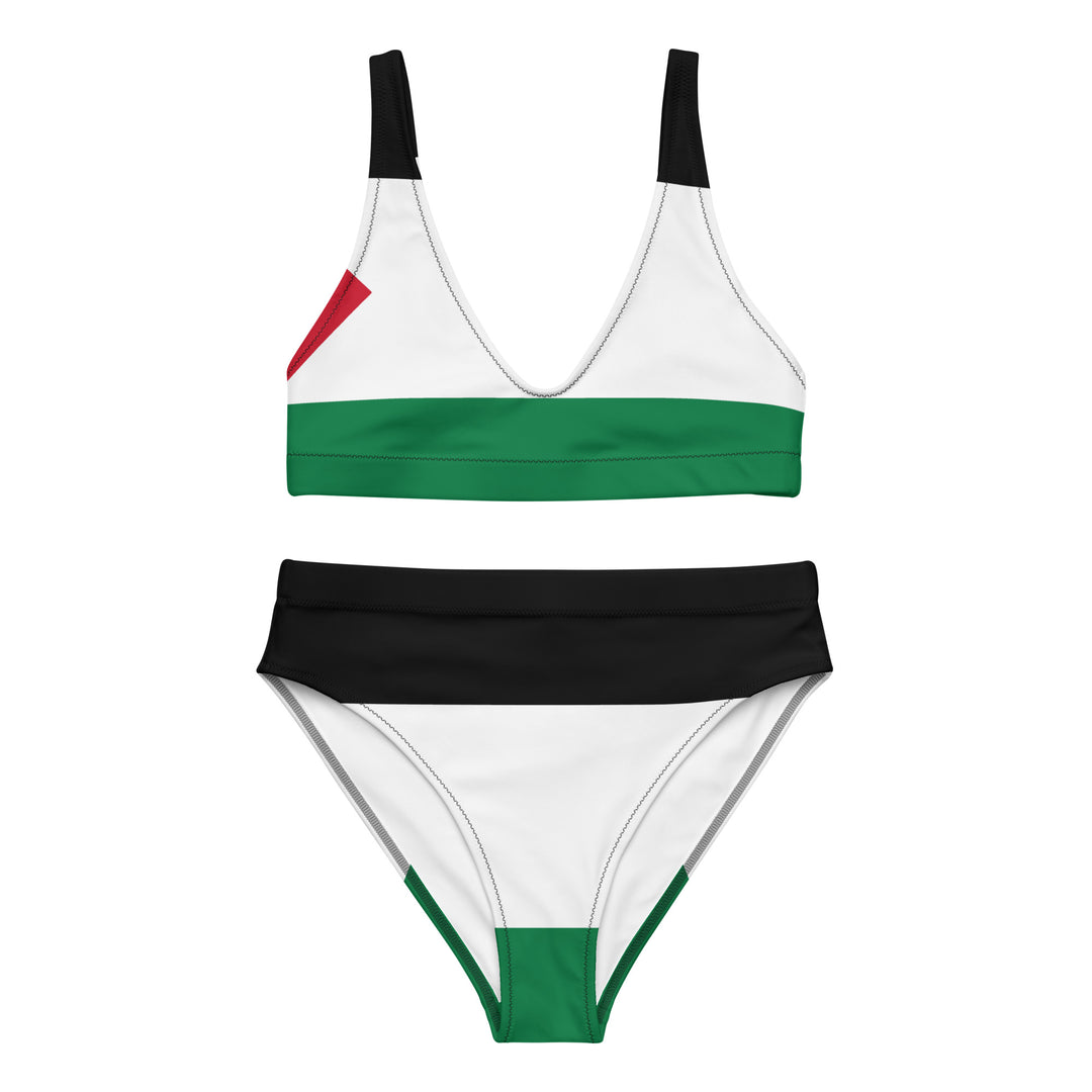 Recycled high-waisted bikini - Palestine Flag, Recycled High Waisted Bikini White