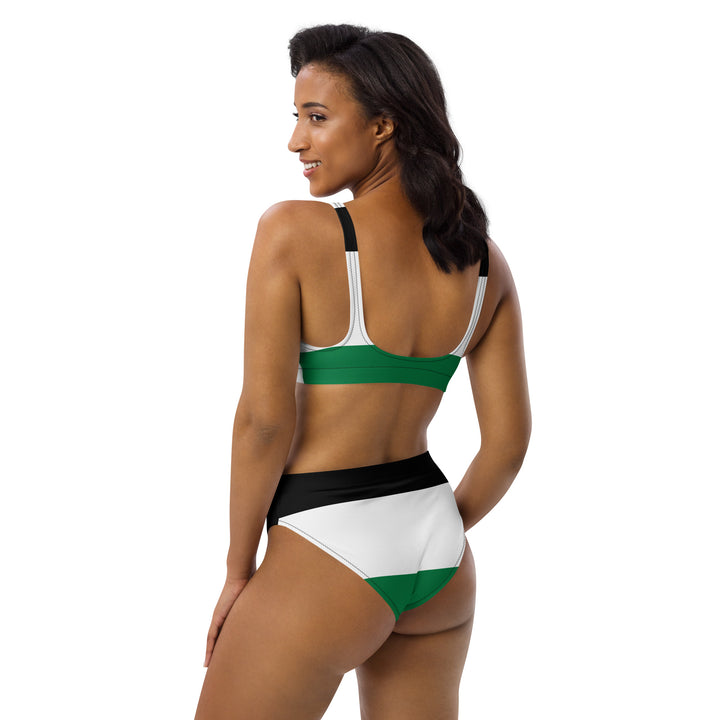Recycled high-waisted bikini - Palestine Flag, Recycled High Waisted Bikini White Left