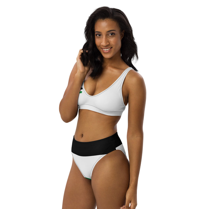 Recycled high-waisted bikini - Palestine Flag, Recycled High Waisted Bikini White