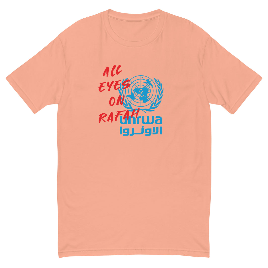 Short Sleeve T-Shirt - All Eyes on Rafah, Mens Fitted T Shirt Desert Pink