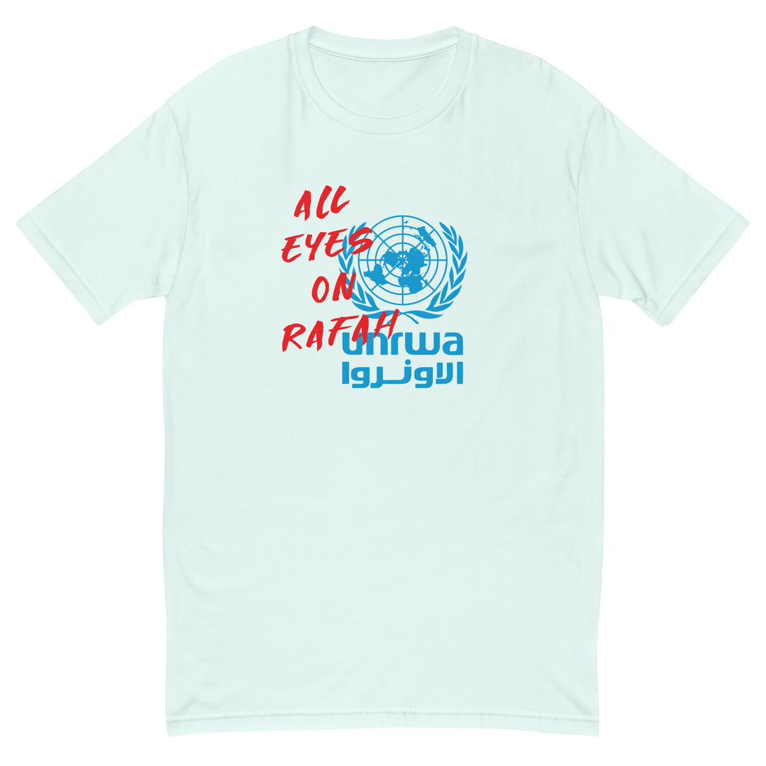 Short Sleeve T-Shirt - All Eyes on Rafah, Mens Fitted T Shirt Light Blue