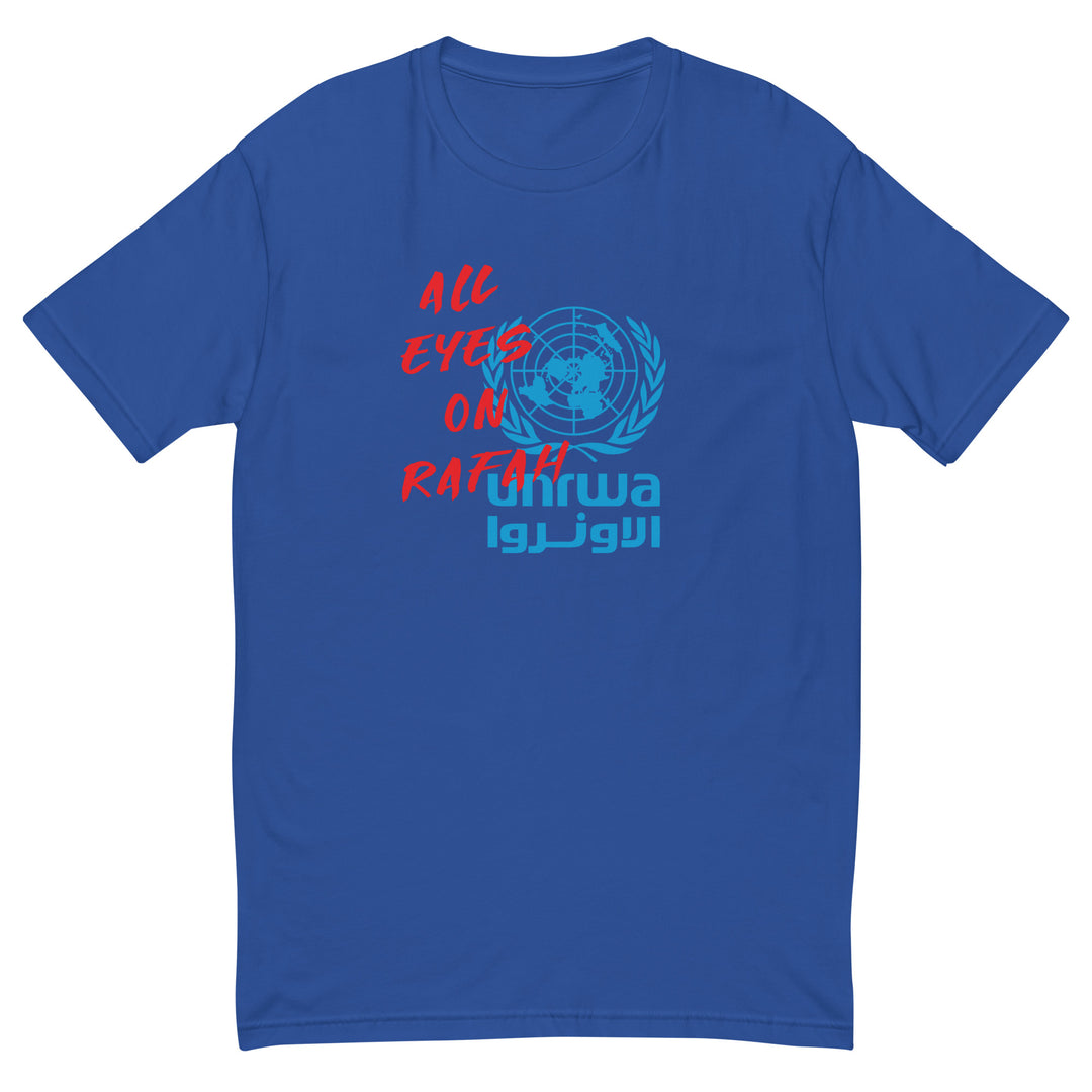 Short Sleeve T-Shirt - All Eyes on Rafah, Mens Fitted T Shirt Royal Blue