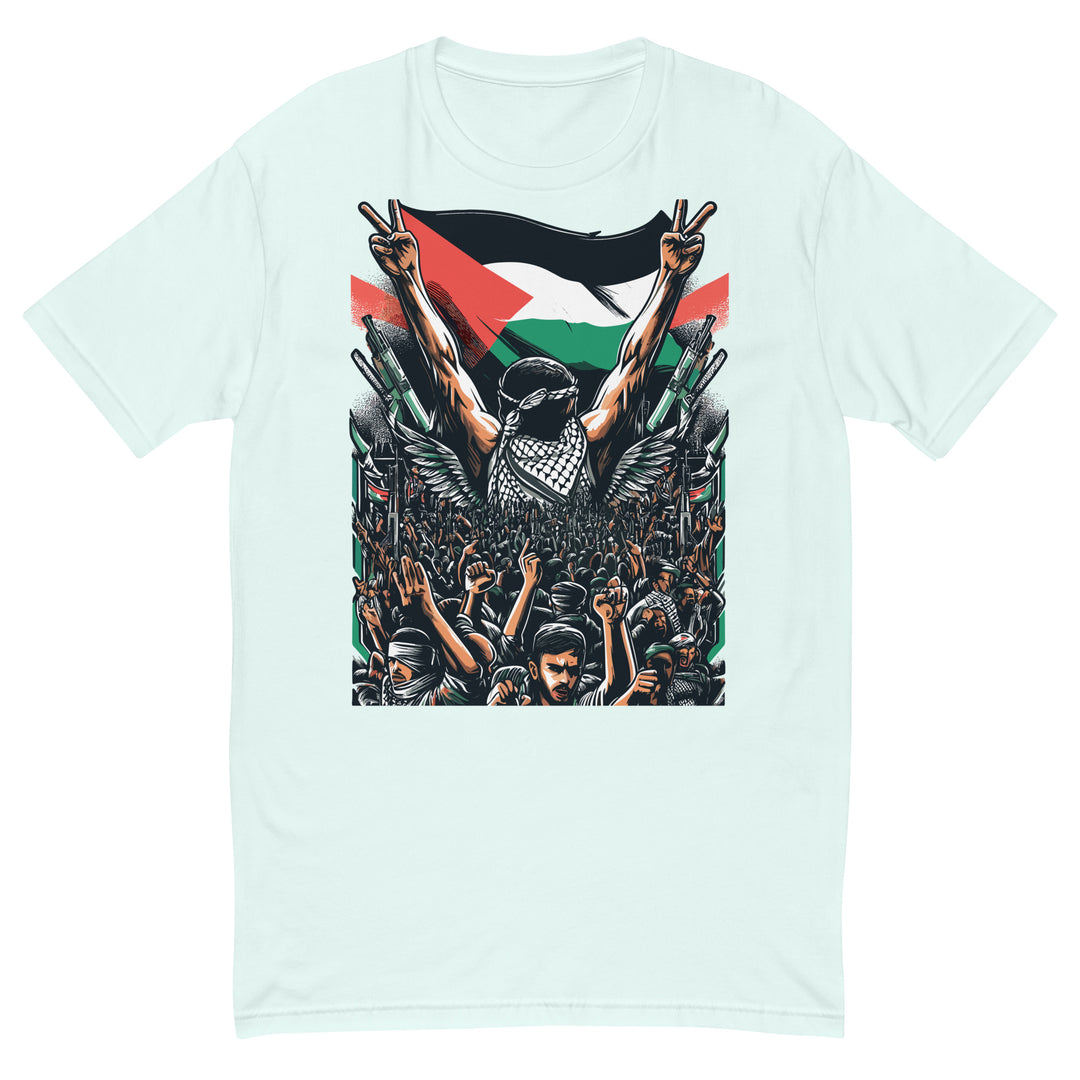 Short Sleeve T-shirt - Art by Moh, Mens Fitted T Shirt Light Blue