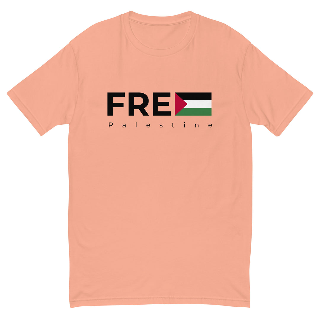 Short Sleeve T-shirt - Free Palestine, Mens Fitted T Shirt Desert Pink