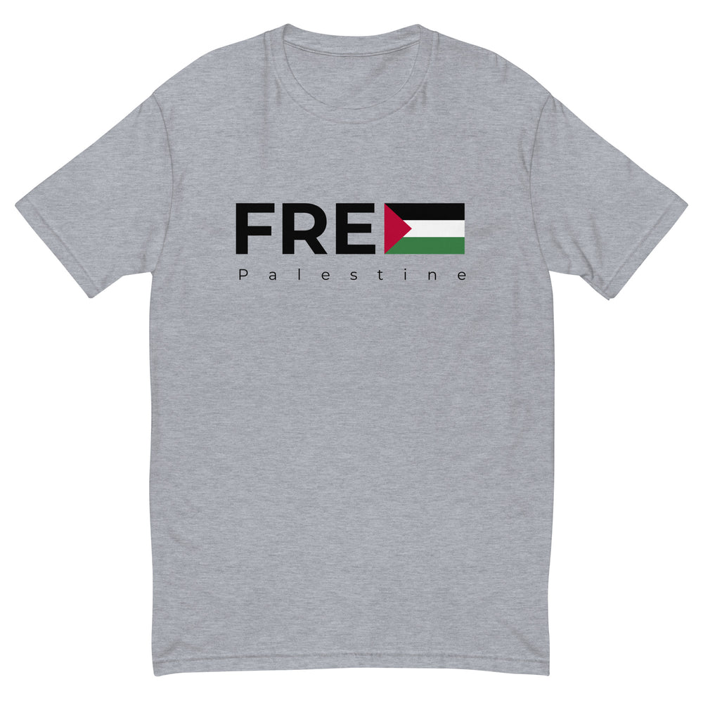 Short Sleeve T-shirt - Free Palestine, Mens Fitted T Shirt Heather Grey