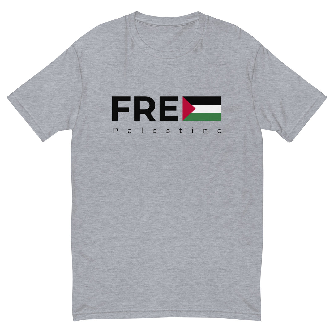 Short Sleeve T-shirt - Free Palestine, Mens Fitted T Shirt Heather Grey