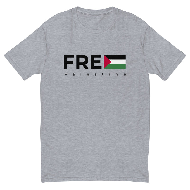Short Sleeve T-shirt - Free Palestine, Mens Fitted T Shirt Heather Grey