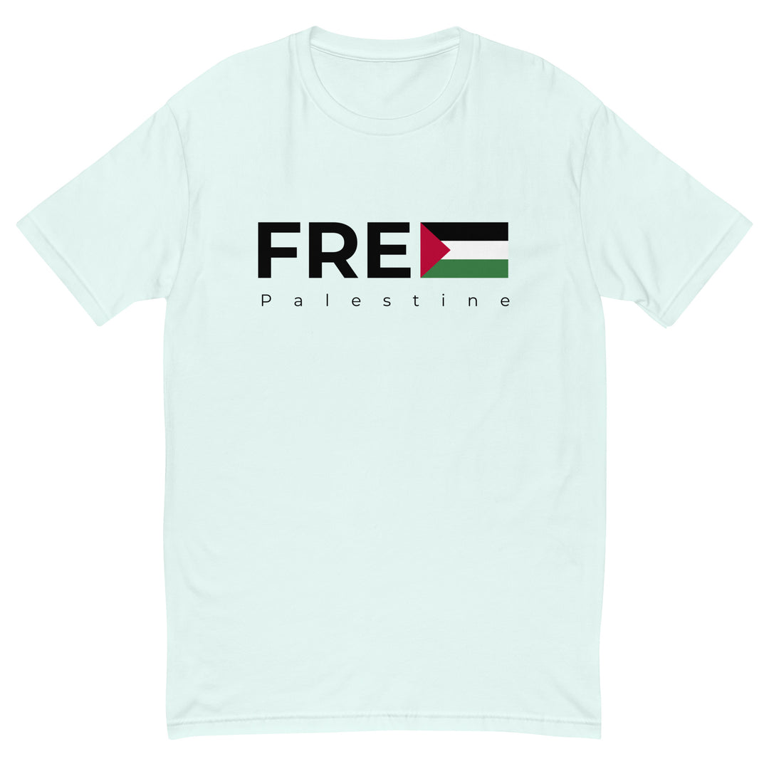 Short Sleeve T-shirt - Free Palestine, Mens Fitted T Shirt Light Blue