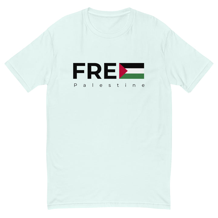 Short Sleeve T-shirt - Free Palestine, Mens Fitted T Shirt Light Blue